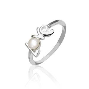 Sterling Silver Freshwater Pearl Love Ring