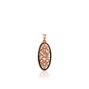 Ekolu Plumeria Classic Enamel Diamond Pendant 14K Gold