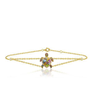 Turtle Bracelet with Diamonds and Semi Precious Stones