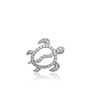 White Gold Diamond Turtle Pendant 20mm