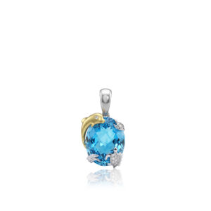 Blue Topaz Sealife Pendant with Diamonds