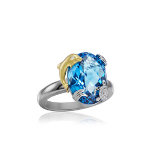 Blue Topaz Sealife Rings with Diamonds