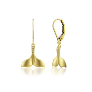 Whale Tail Diamond Leverback Earrings