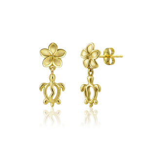 Honu Plumeria Dangle Stud Earrings