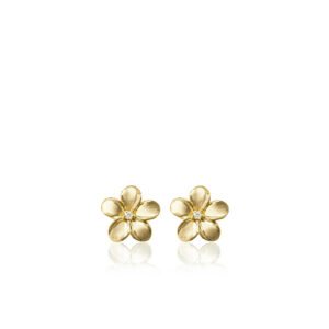Plumeria Diamond Stud Earrings 8mm