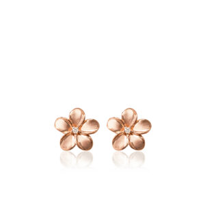 Plumeria Diamond Stud Earrings 11mm
