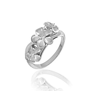 Three Plumeria Diamond Ring