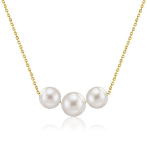 Triple White Freshwater Pearl Necklace with 18" Cable Chain