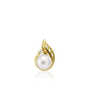 Diamond Maile Pendant with White Freshwater Pearl