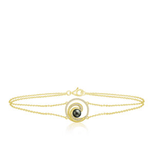 Deluxe Lustrous Diamond Wave Pearl Chain Bracelet 0.17ct