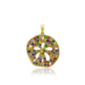 Multi-Sapphire Sand Dollar Pendant