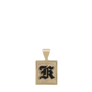 Hawaiian Heirloom Jewelry 14K Gold Initial Heart Pendant with Black Enamel