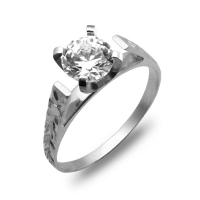 Plumeria French Mount Ring #CJ-R0979-W18K